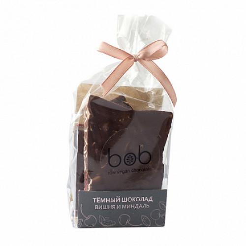 Шоколад Bob chocolate Тёмный, с пастой из фундука, сушеной вишней и лепестками миндаля 100 гр., пакет