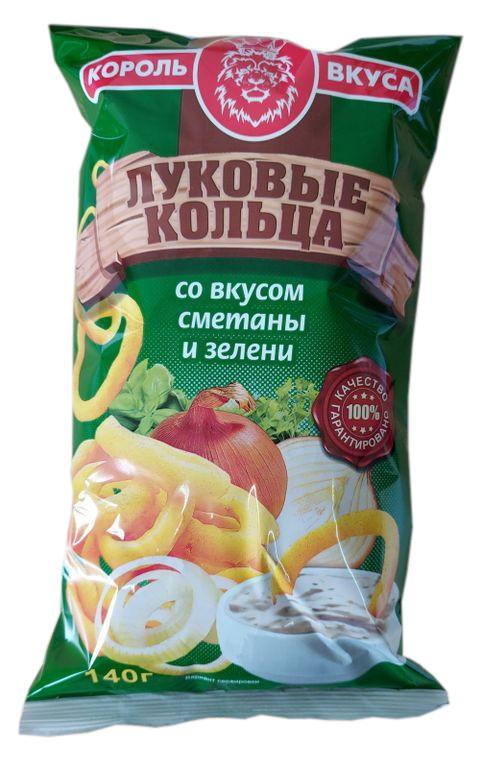 Луковые кольца Король вкуса Сметана и зелень, 140 гр., флоу-пак