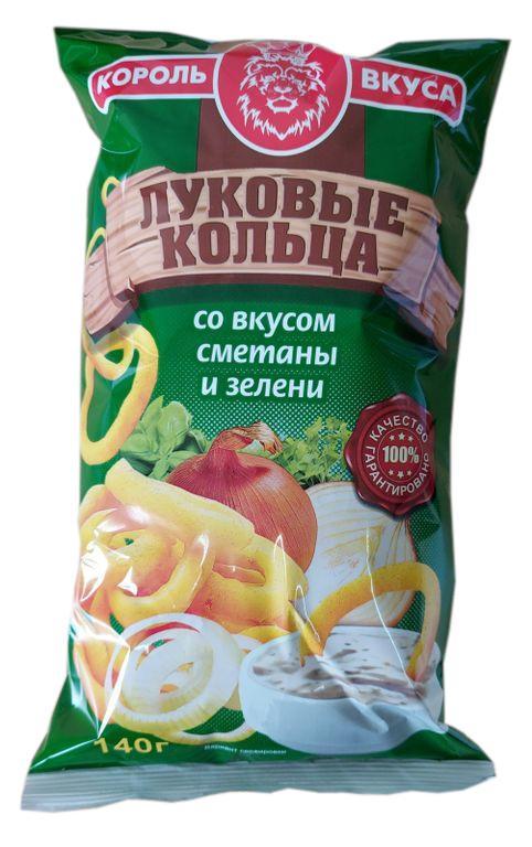 Луковые кольца Король вкуса Сметана и зелень, 140 гр., пакет