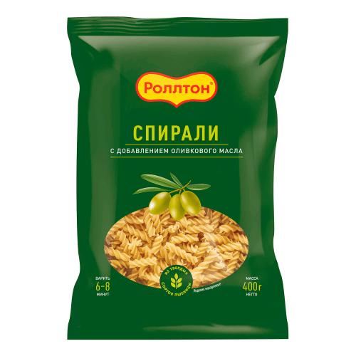Макаронные изделия Роллтон Спирали с оливковым маслом 400 гр., флоу-пак