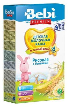 Каша Bebi Premium Рисовая с бананами молочная с 6 месяцев