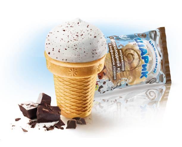 Мороженое Колибри Снежный шарик шоколадное в вафельном стаканчике 90 гр., флоу-пак