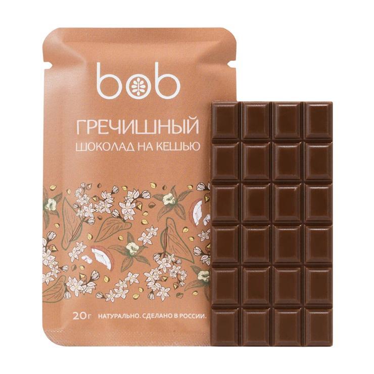 Шоколад Bob молочный на кешью гречишный 20 гр., саше