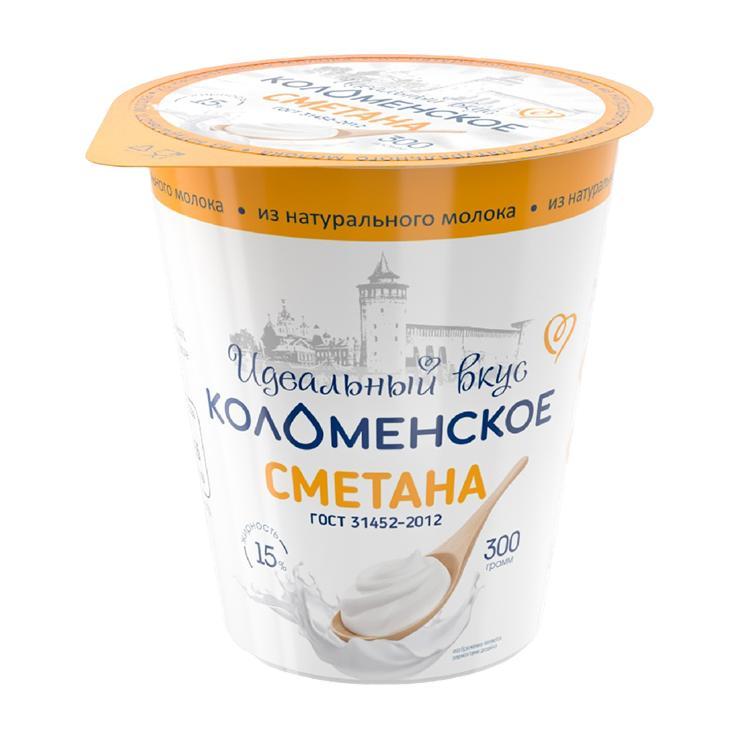 Сметана Коломенское 15% 300 гр., ПЭТ