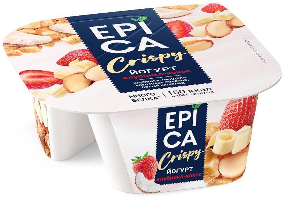 Йогурт Epica Crispy клубника-кокос-миндаль-шоколад 7,3% 138 гр., ПЭТ