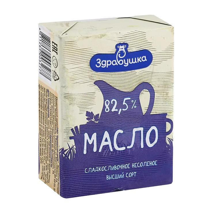 Масло сладко-сливочное Здравушка несоленое 82,5% 180 гр., обертка