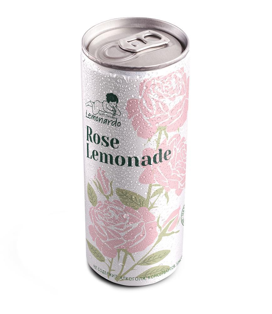 Лимонад Lemonardo Rose Lemonade Розовый без сахара 330 мл., ж/б