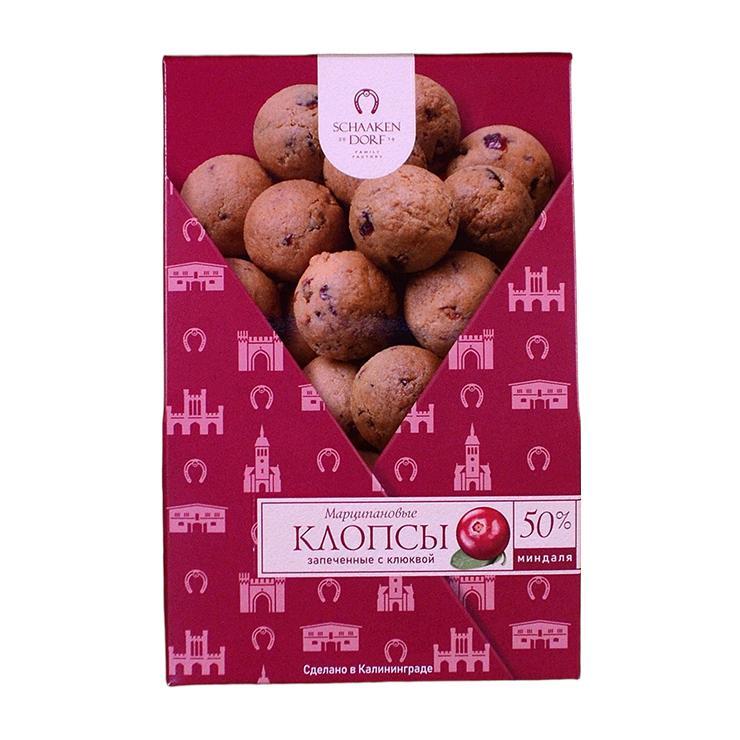 Марципановые клопсы ШААКЕН ДОРФ запеченные с клюквой 150 гр., картон