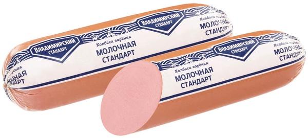 Колбаса Владимирский Стандарт Молочная Стандарт высший сорт вареная 1,3 кг., полиамид