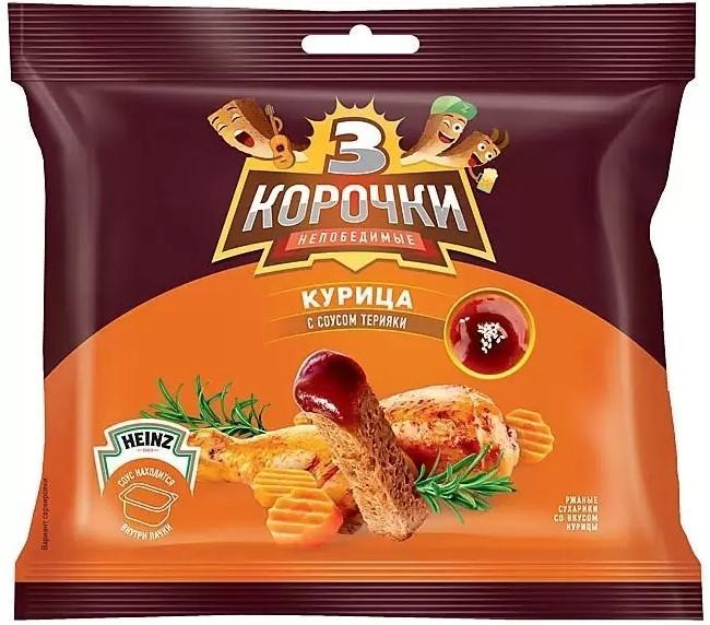 Сухарики 3 Корочки Курица с соусом Терияки 60 гр., флоу-пак