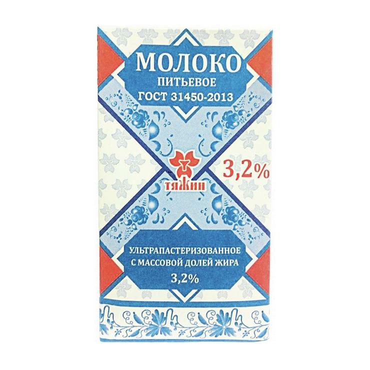 Молоко Тяжин ультрапастеризованное 3,2% 1 л., тетра-пак