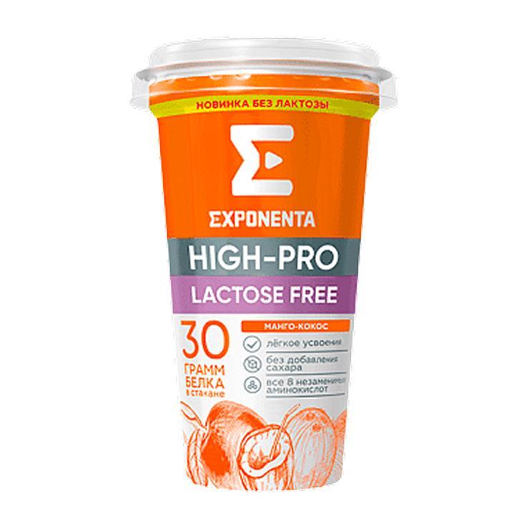 Напиток кисломолочный Exponenta High-Pro обезжиренный с белком манго-кокос безлактозный 250 гр., стакан