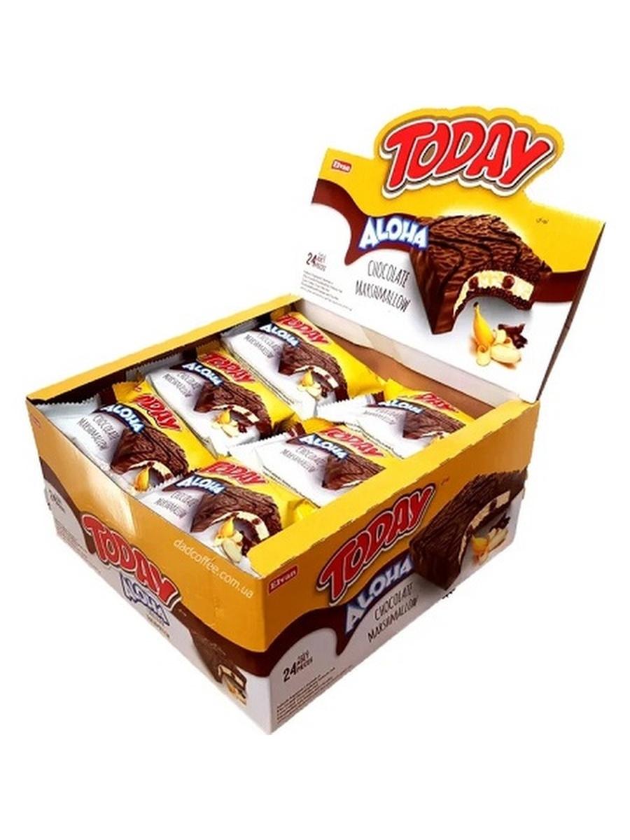 Пирожное Today Aloha Banana Marshmallow бисквитное 50 гр., картон