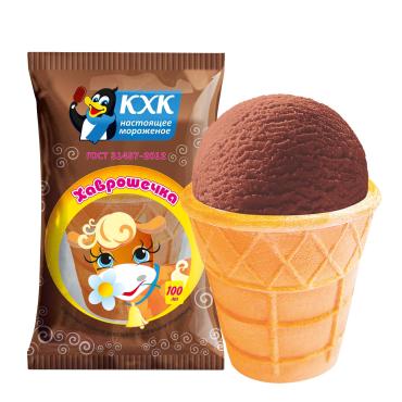 Мороженое КХК Хаврошечка молочное шоколадное в вафельном стаканчике, 100 мл., флоу-пак