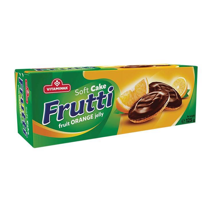 Печенье Frutti бисквитное покрытое шоколадом с желе апельсин 125 гр., картон