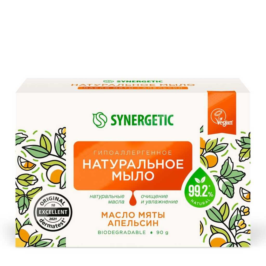 Мыло натуральное Synergetic Масло мяты и апельсин 90 гр., картон