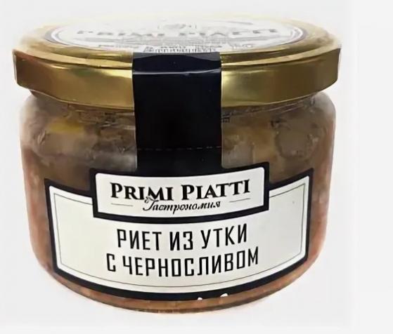 Риет PRIMI PIATTI из утки с черносливом 180 гр., стекло