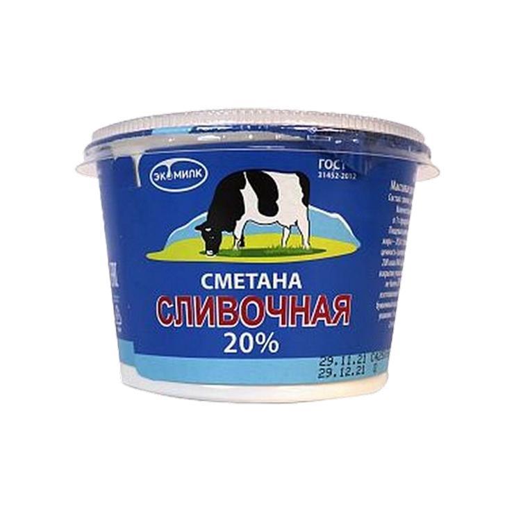 Сметана Экомилк Сливочная 20% 180 гр., стакан