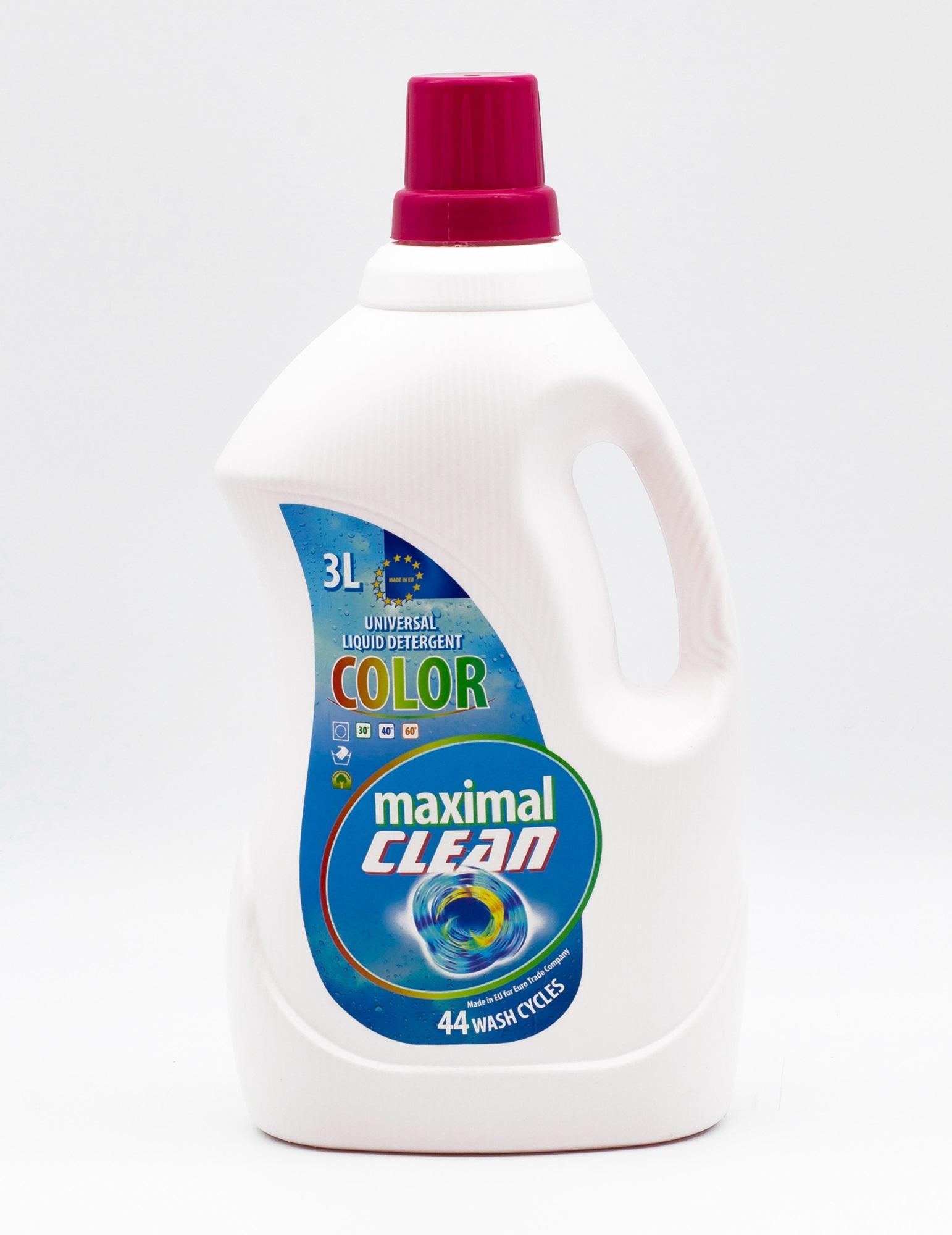 Универсальное моющее средство Maximal Clean для цветных тканей, 3 л., ПЭТ