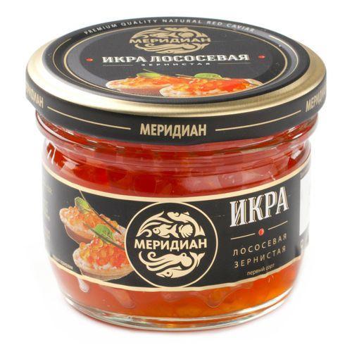 Икра Меридиан лососевая красная зернистая соленая 115 гр., стекло