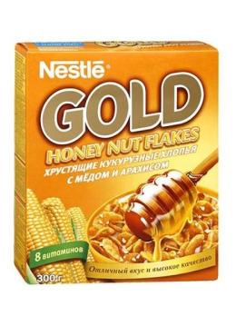 Хлопья Gold с медом и арахисом,  Nestle, 300 гр., флоу-пак