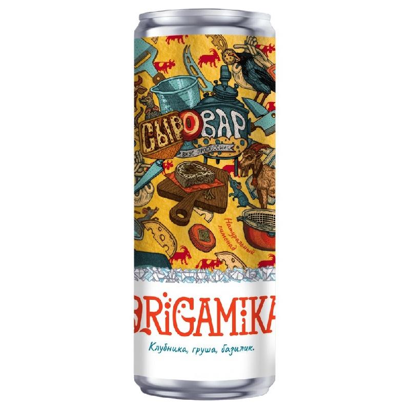 Лимонад ORIGAMIKA Сыровар клубника груша базилик 330 мл., ж/б