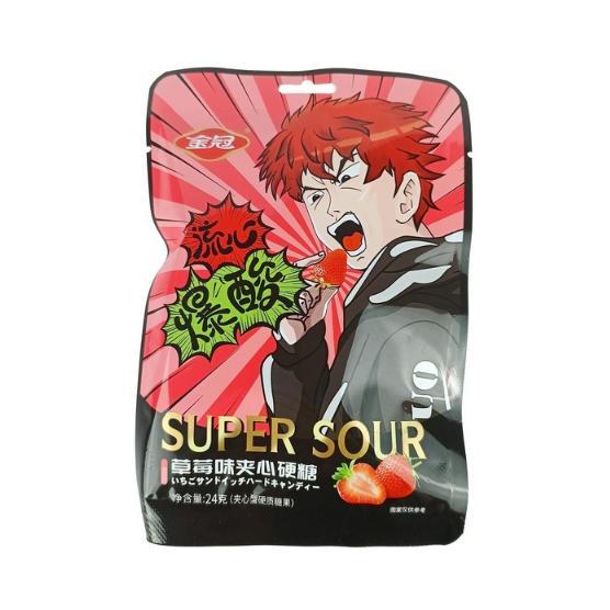 Конфеты SUPER SOUR клубника 24 гр., саше