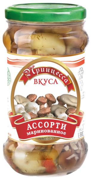 Грибы Принцесса вкуса Ассорти маринованные 314 мл., стекло