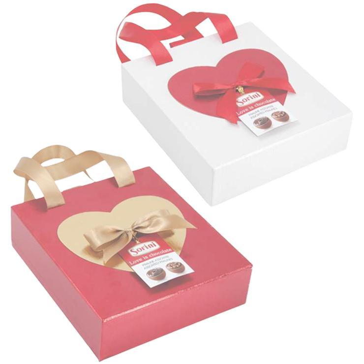 Конфеты Sorini Valentine с пралине какао кремом и злаками сумочка с сердечком 120 гр., картон