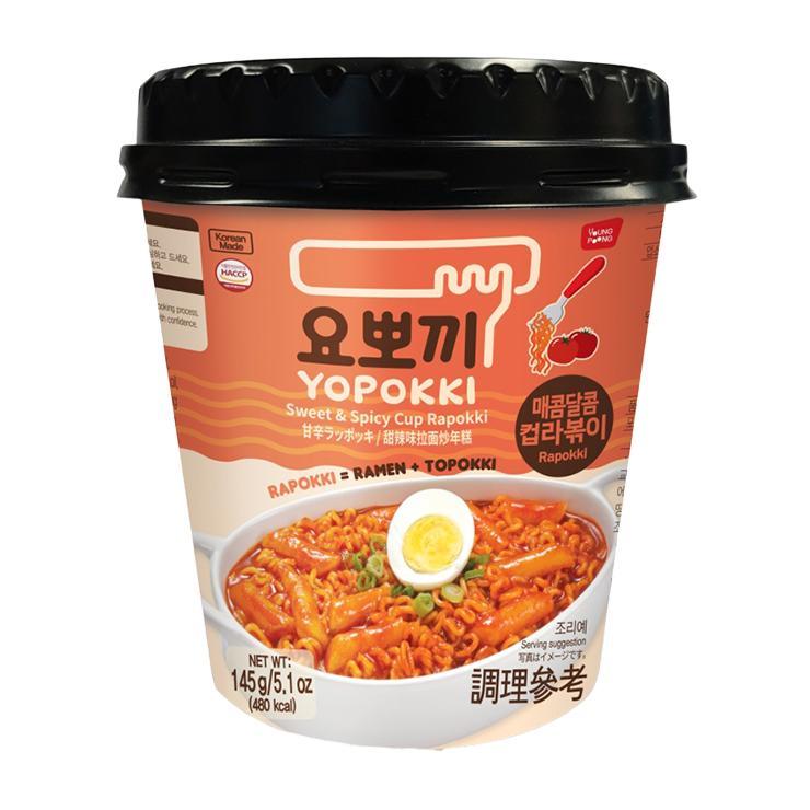 Клецки рисовые Yopokki Sweet & Spicy Rapokki с лапшой рапокки и остро-сладким соусом 145 гр., ПЭТ