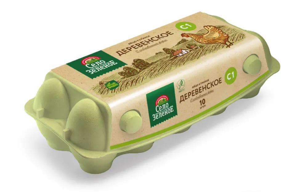 Яйцо Село Зелёное Деревенское С1 10 шт., картон