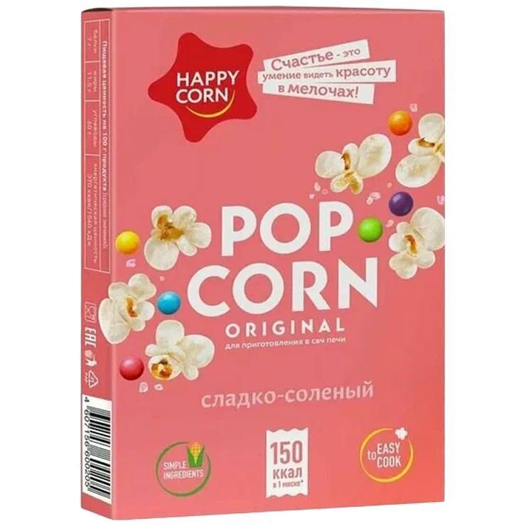 Попкорн для микроволновой печи Happy Corn сладко-соленый 100 гр., картон