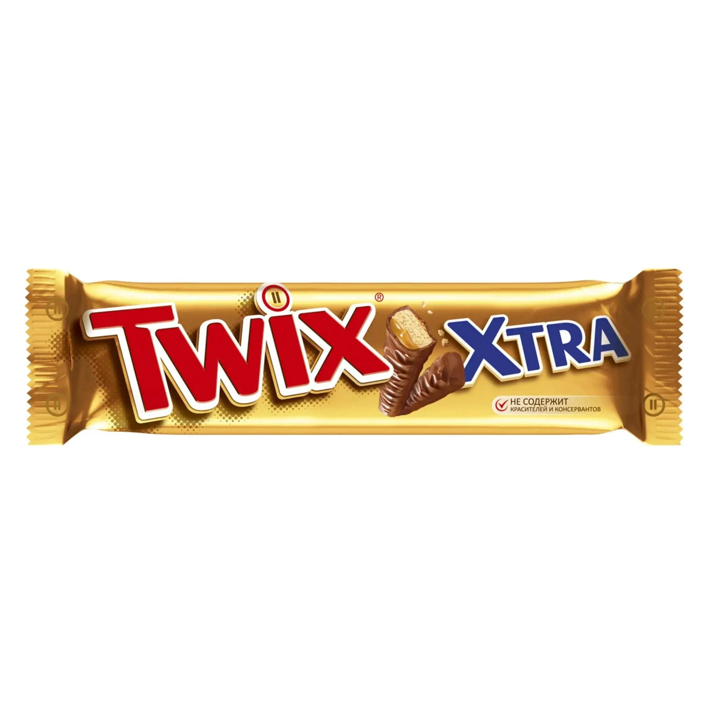 Батончик шоколадный Twix Xtra с карамелью и печеньем, 82 гр., флоу-пак