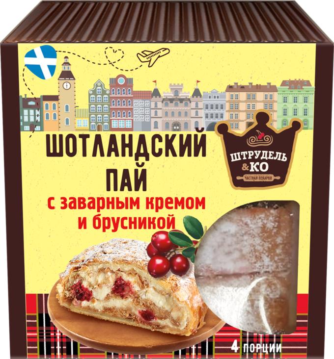 Пай Штрудель и Ко Шотландский с заварным кремом и брусникой 280 гр., картон