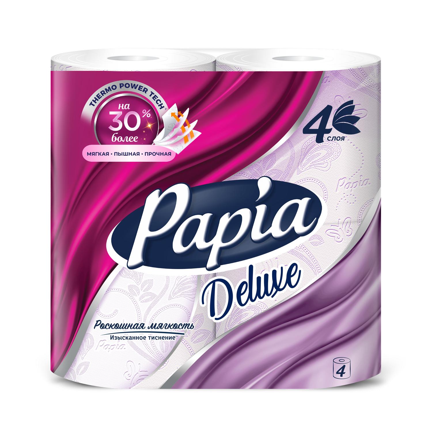 Туалетная бумага  Papia Deluxe Dolce Vita белая 4 слоя 4 шт., флоу-пак