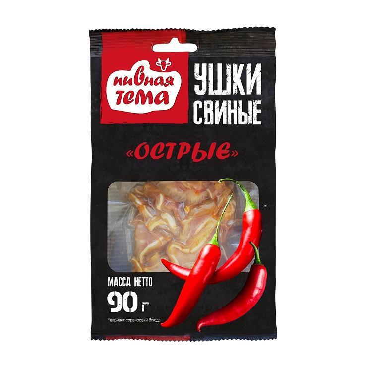 Ушки свиные Пивная Тема острые 90 гр., в/у