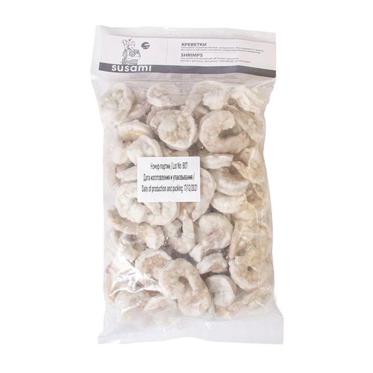 Креветки Susami Vannamei 26/30 свежемороженые без головы очищенные без пищевого тракта без хвоста Вьетнам 930 гр., флоу-пак