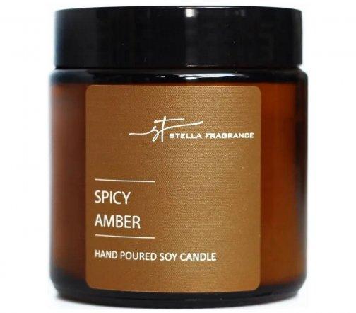 Свеча соевая ароматическая Stella Fragrance Spicy Amber 90 гр., стекло