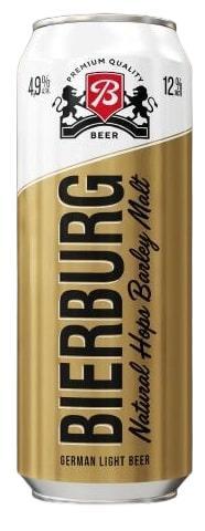 Пиво Bierburg светлое пастеризованное фильтрованное 450 мл., ж/б