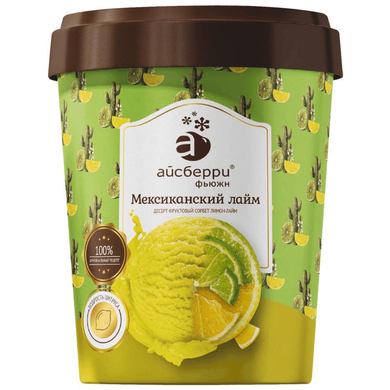 Сорбет Айсберри фруктовый лайм с кусочками лимона 350 гр., ведро