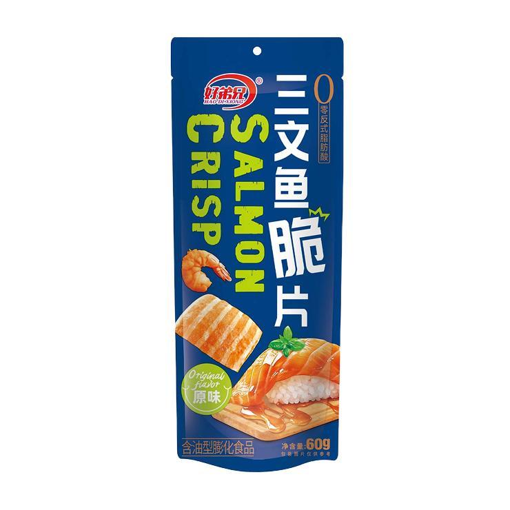 Чипсы Hao Di Xiong хрустящие с лососем оригинальный вкус 60 гр., дой-пак