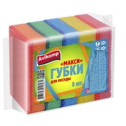 Губки для посуды Avikomp Макси Eco Technology 85х60х25мм 5 штук, флоу-пак