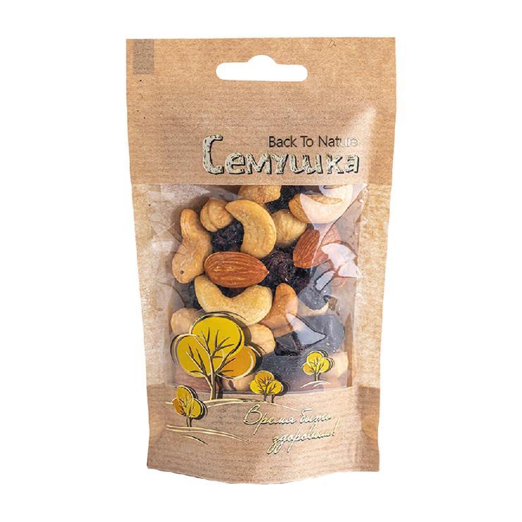 Смесь жареных орехов и изюма Семушка 50 гр., дой-пак