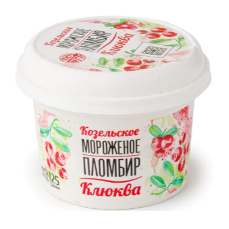 Мороженое пломбир Козельское с клюквой 125 гр., стакан