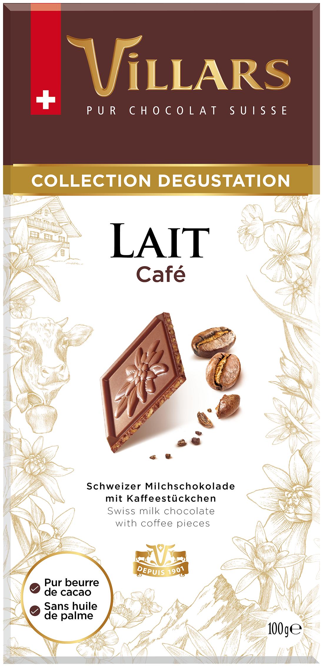 Шоколад VILLARS швейцарский молочный с хрустящей кофейной крошкой 100 гр., картон