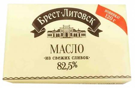 Масло Брест-Литовск сливочное 82,5%, 120 гр., обертка