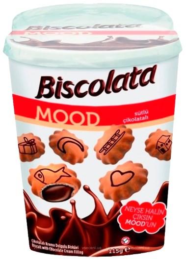 Печенье Biscolata Mood с шоколадно-кремовой начинкой 115 гр., картон