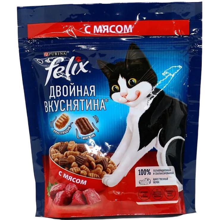 Корм для кошек сухой Felix двойная вкуснятина с мясом 1,3 кг., дой-пак