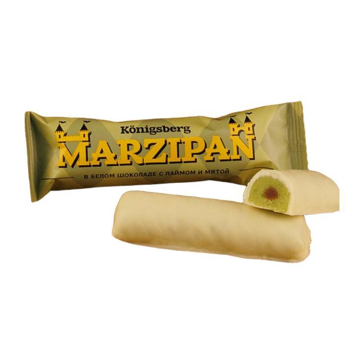 Марципановый батончик ШААКЕН ДОРФ в белом шоколаде с лаймом и мятой 40 гр., флоу-пак