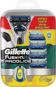 Набор Gillette Fusion ProGlide Gold с 1 сменной кассетой+Сменные кассеты для бритья 4шт